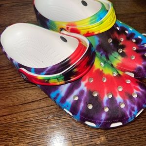LIGHTLY Worn Tie-Dye Crocs